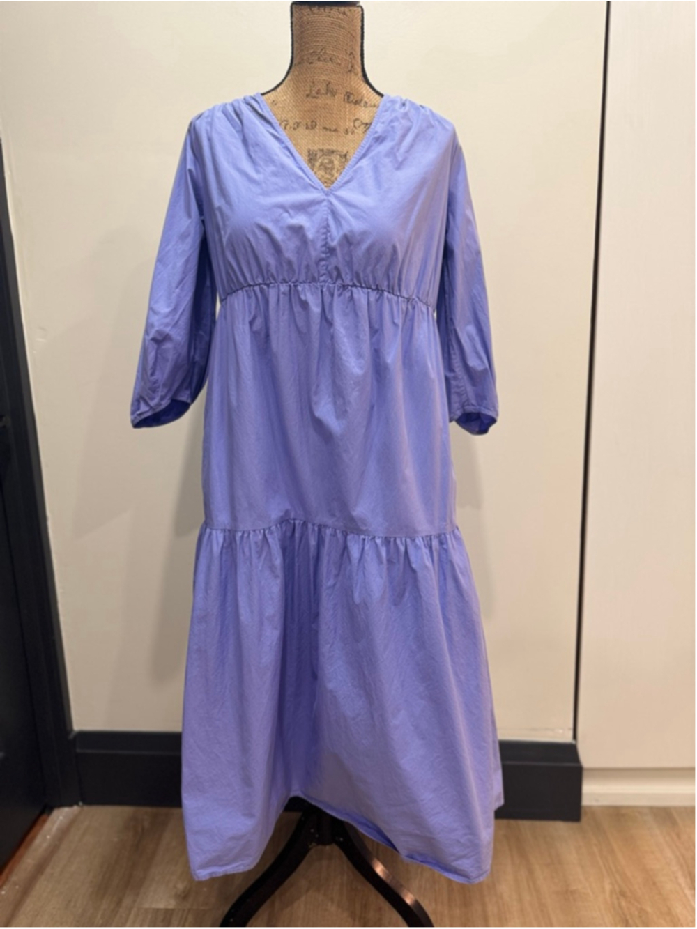 Everlane Tiered Poplin Maxi Midi Dress XXS Oversized Cottage Tradwife Minimalist